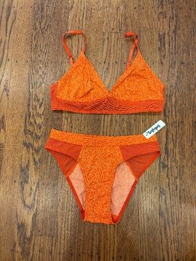 🍊 BootayBag Mesh Bra & Panty Set – NWT – XS – Orange Print